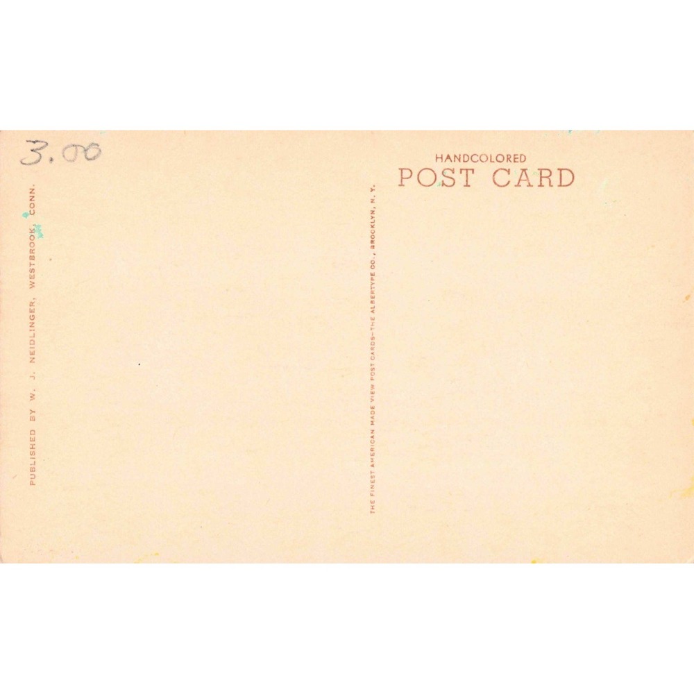Vintage Westbrook CT Public Library World War Memorial Hand Colored Postcard VG - Picture 2 of 2